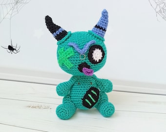 Turquoise Crochet Monster, Amigurumi Doll Pattern (PDF ONLY)