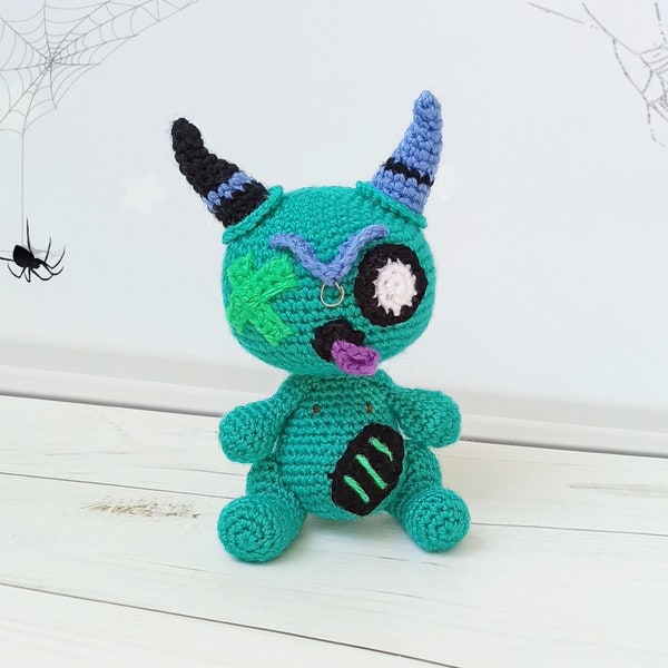 Turquoise Crochet Monster, Fantasy Creature, Monster PDF PATTERN ONLY, Amigurumi Tutorial, Scary Amigurumi, Turquoise Monster Crochet