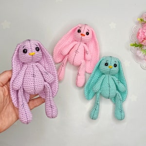 Crochet Bunny Teddy amigurumi pdf pattern, First little toy for child, Handmade Crochet Toy PDF Pattern, Classic long legged Bunny Toy