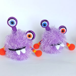 Cute Crochet hairy monster PDF PATTERN, Purple monster amigurumi pattern for download, Amigurumi for Baby gift
