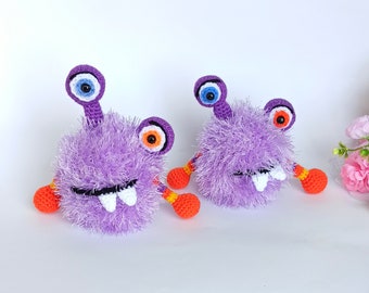 Cute Crochet hairy monster PDF PATTERN, Purple monster amigurumi pattern for download, Amigurumi for Baby gift