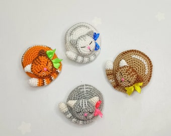 かぎ針編みの子猫マグネットパターン、あみぐるみキティ (PDF パターン)