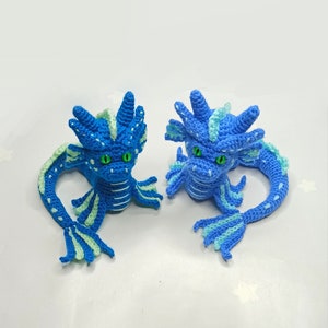 Eastern Dragon Crochet Amigurumi Pattern DIGITAL PDF, Blue Water dragon, Crochet pattern small underwater sea snake