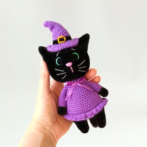 Crochet cat pattern, PDF Amigurumi pattern, Amigurumi cat pattern, Crochet black cat, Download pattern for halloween Cat - witch