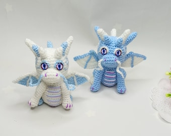 Air dragon crochet amigurumi pattern DIGITAL PDF, Oriental blue dragon, crochet fantasy animal