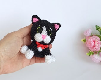 Little black kitten pattern, crochet black cat amigurumi , Amigurumi tutorial PDF in English