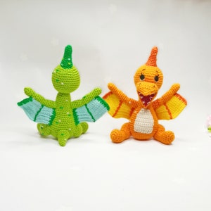 Crochet patterns amigurumi PDF, pterodactyl crochet pattern, Dinosaur Amigurumi Pattern (English), Instant PDF Download, Flying dragon