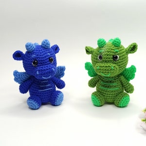 Crochet  pattern for a little dragon amigurumi PDF in English, DIY crochet toy, amigurumi love pattern