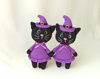 Crochet Witch Cat Amigurumi Pattern, Cat Toy Tutorial (PDF)