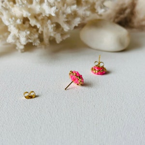 Pink gold Miyuki seed bead earrings