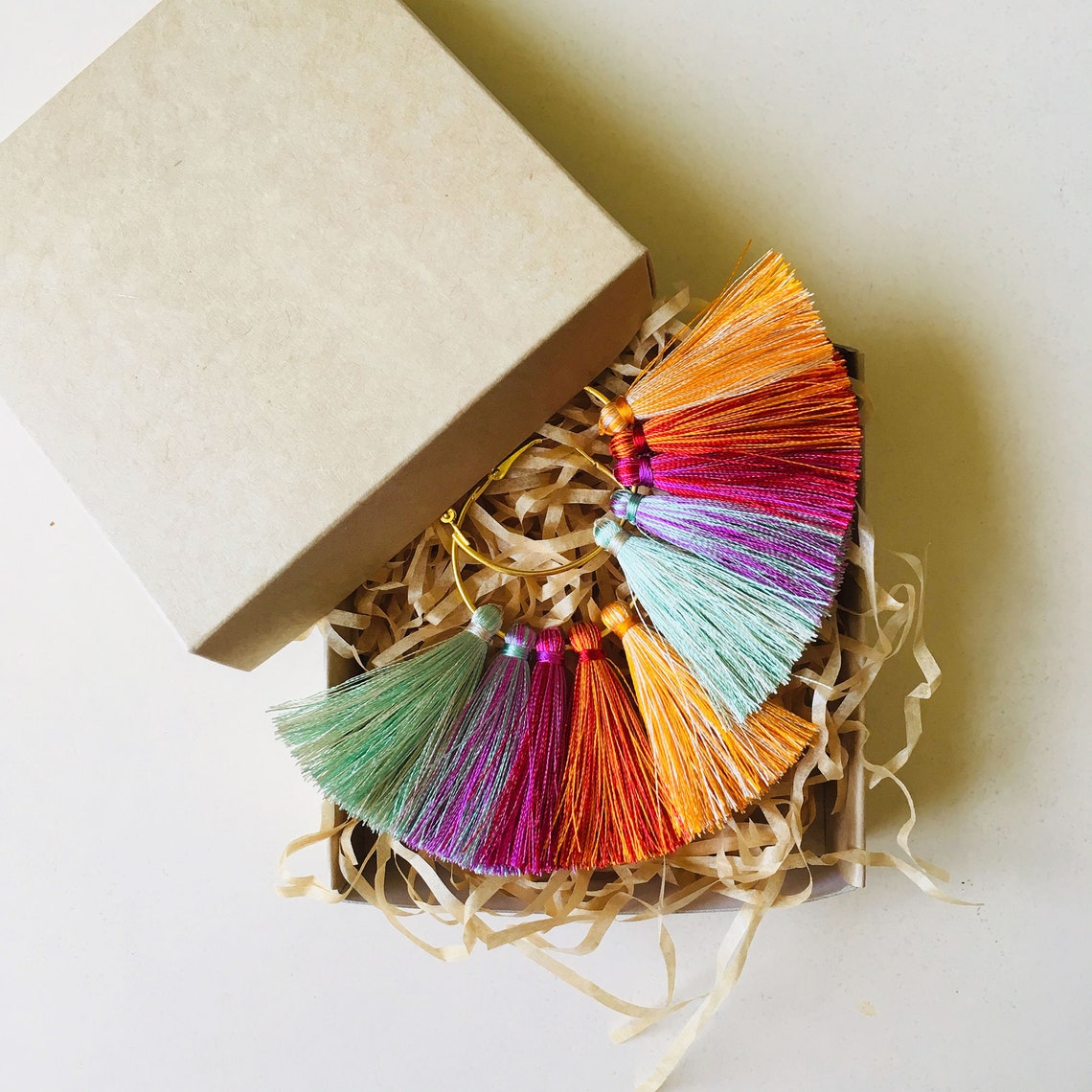 Wedding Party Hoop Earrings Tassel Fringe
