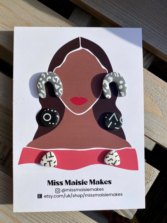 Stud pack, 3 stud set, handmade earrings, earrings set, bright earrings
