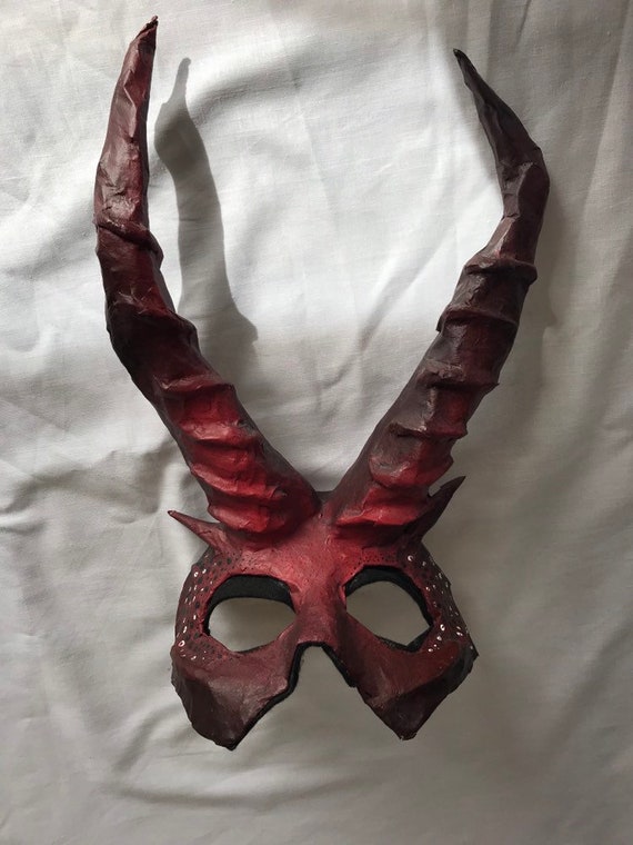 Gold Devil Horns Satanic Demon God Costume Prop Halloween Masquerade Mask
