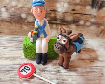 Handmade Edible Cake Topper, decoration, jockey, racing horse, horse racing