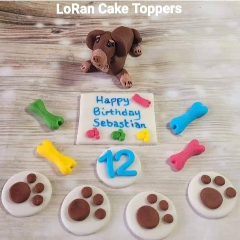 Handmade, edible, cake toppers, cake decoration, DOG birthday, woof image 10