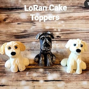 Handmade, edible, cake toppers, cake decoration, DOG birthday, woof 3 dogs