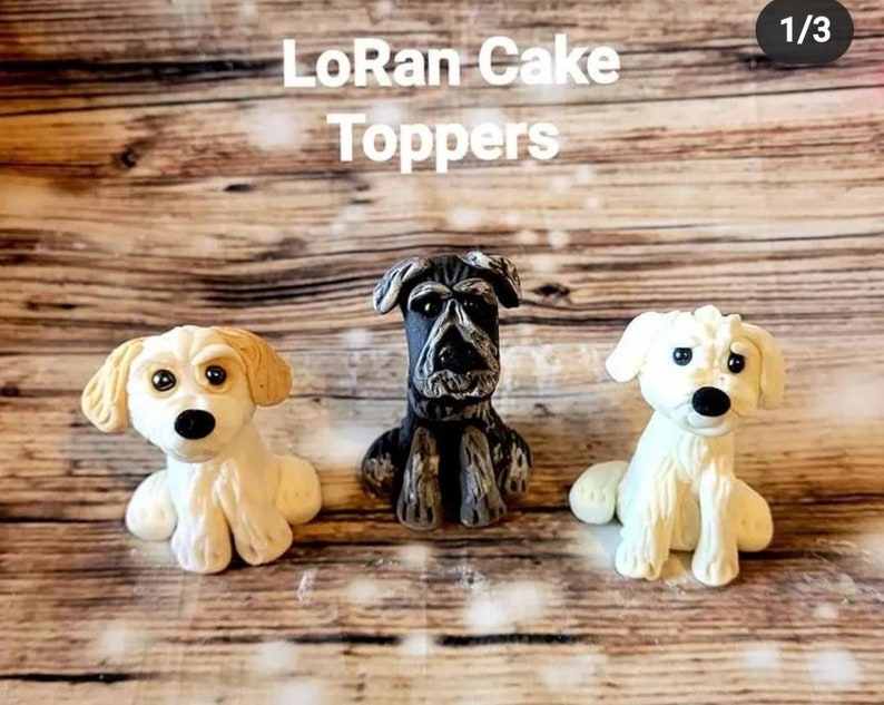 Handmade, edible, cake toppers, cake decoration, DOG birthday, woof 3 dogs