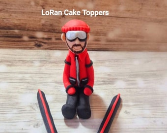 Skier, skiing, ski, sky diver, sky diving, Bespoke, handmade, edible,Birthday, retirement, cake decoration, cake topper