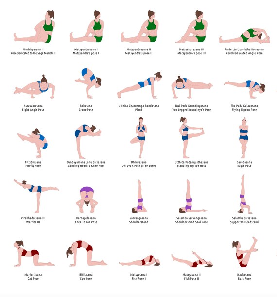 set of 2 posters a2 printable yoga poster and a2 surya etsy