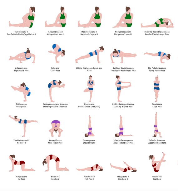 Set of 2 Posters A2 Printable Yoga Poster and A2 Surya Namaskar