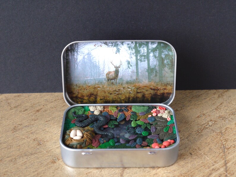Forest Diorama Tin Box Diorama Mini Pond Repurposed Etsy