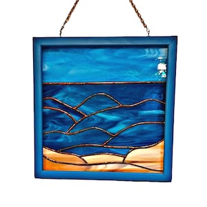 Blue Ocean Stained Glass Window