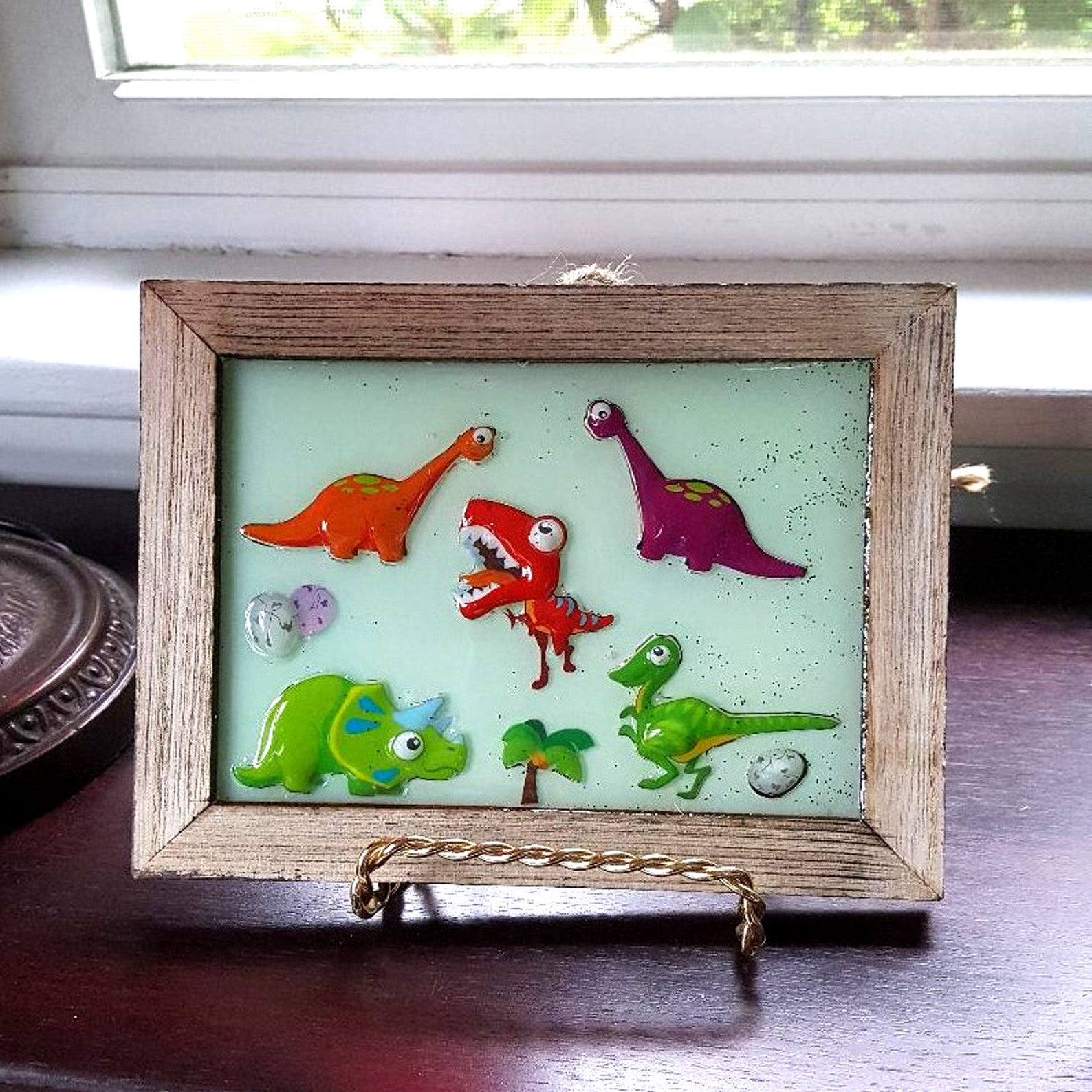 Stained Glass Dinosaur Resin Art Dinosaur Kids Room Decor Etsy