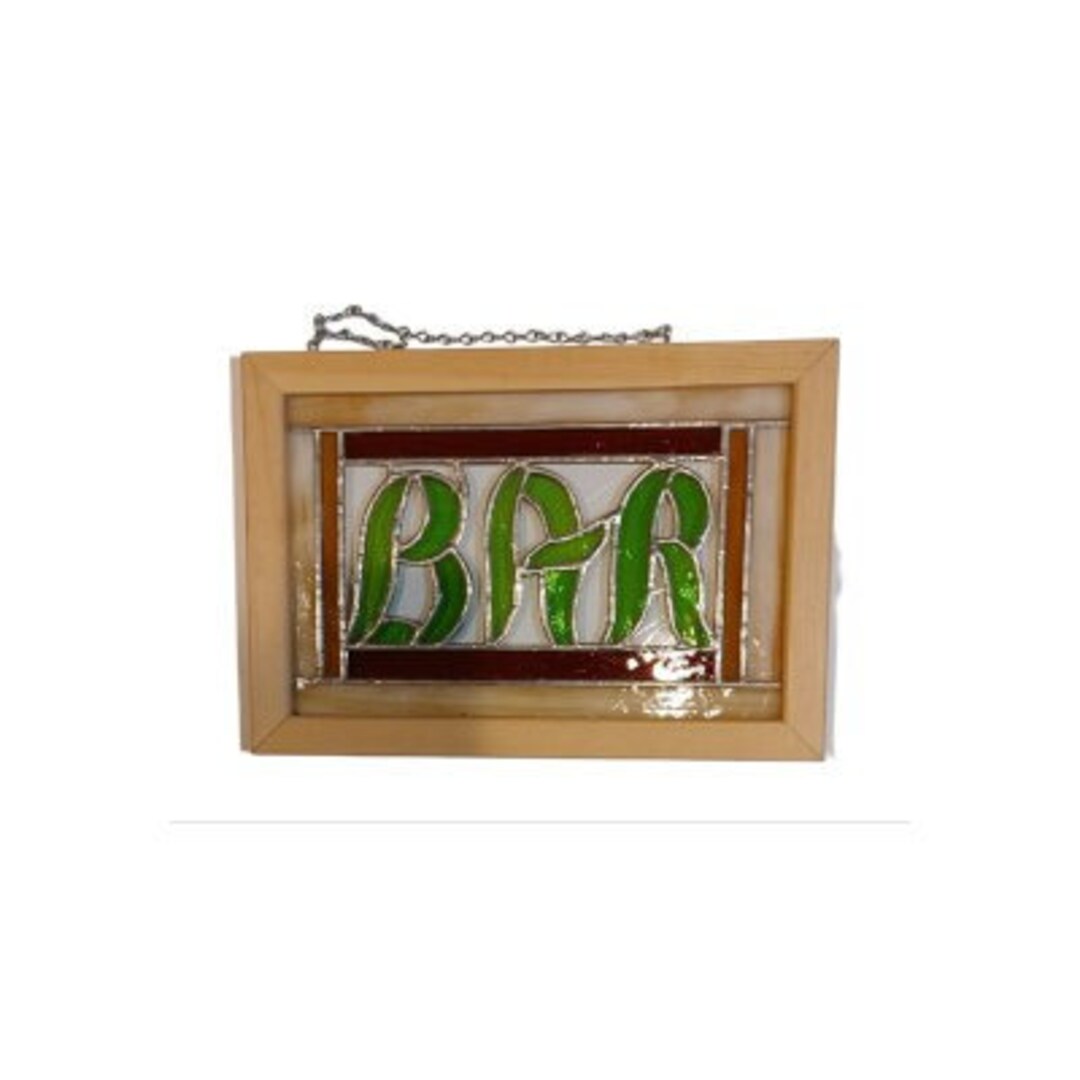 Stained Glass Bar Sign Stained Glass Window Hanging Stained Etsy