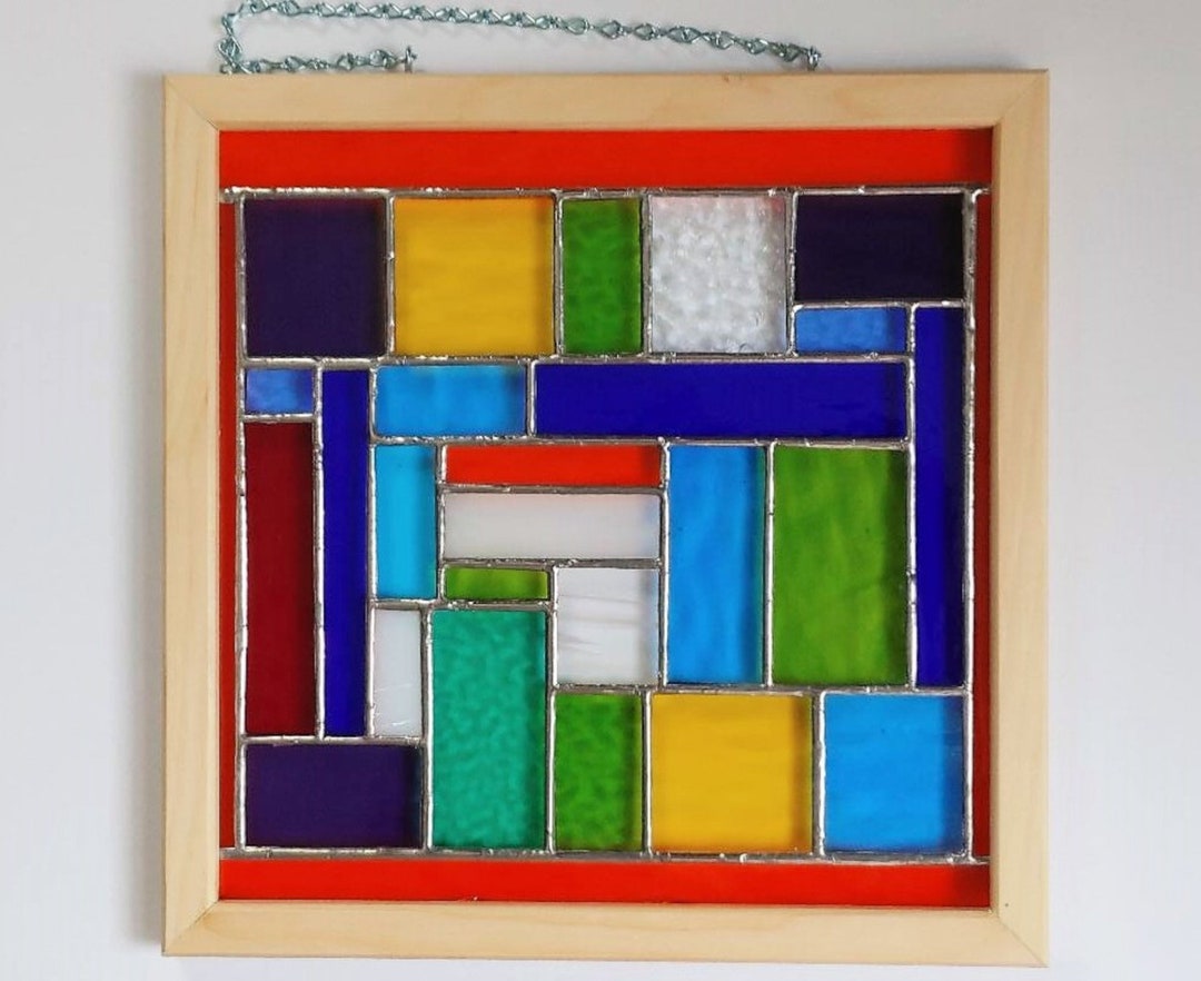 Stained Glass Window Hanging, Multiple Colors and Shapes, Stained Glass Panel, Wall Hanging