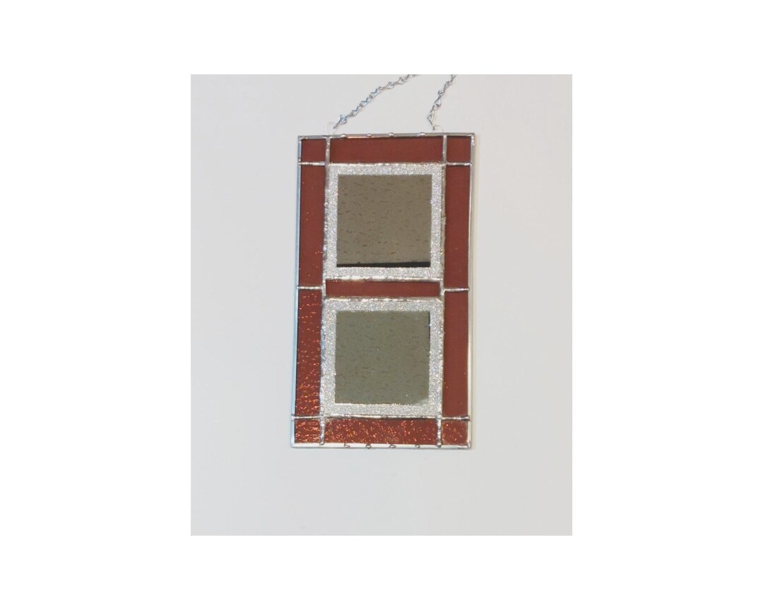 Purple Window Rim Stained Glass Mirror, Wall Decor, Window Hanging, Purple Glass, Silver ...