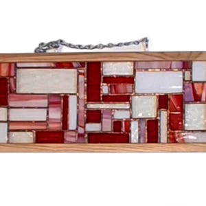 Stained Glass Suncatcher: Red and White Window Hanging, Handmade