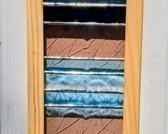 Blue and Pink Stained Glass Window Hanging, Wall Decor