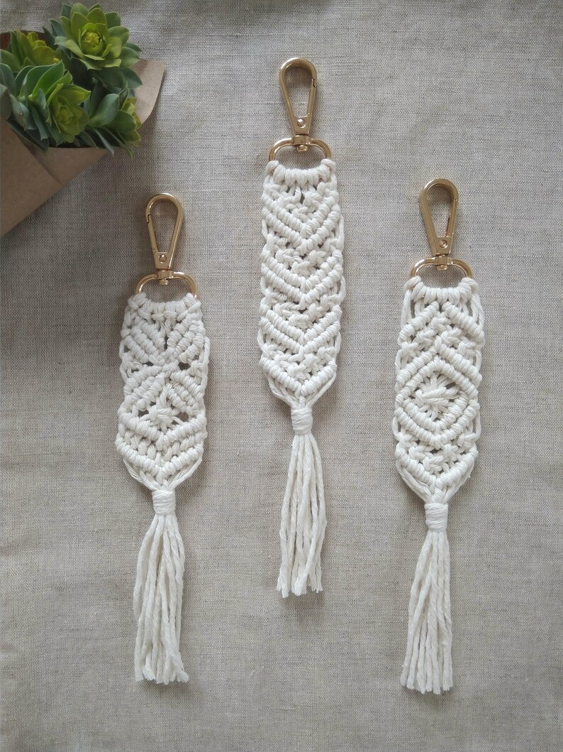 Macrame Keychain Boho Keychain Keychains For Women Key Etsy