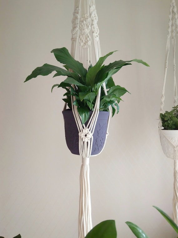 Macrame Hanging Planter Modern Plant Hanger Flower Pot | Etsy