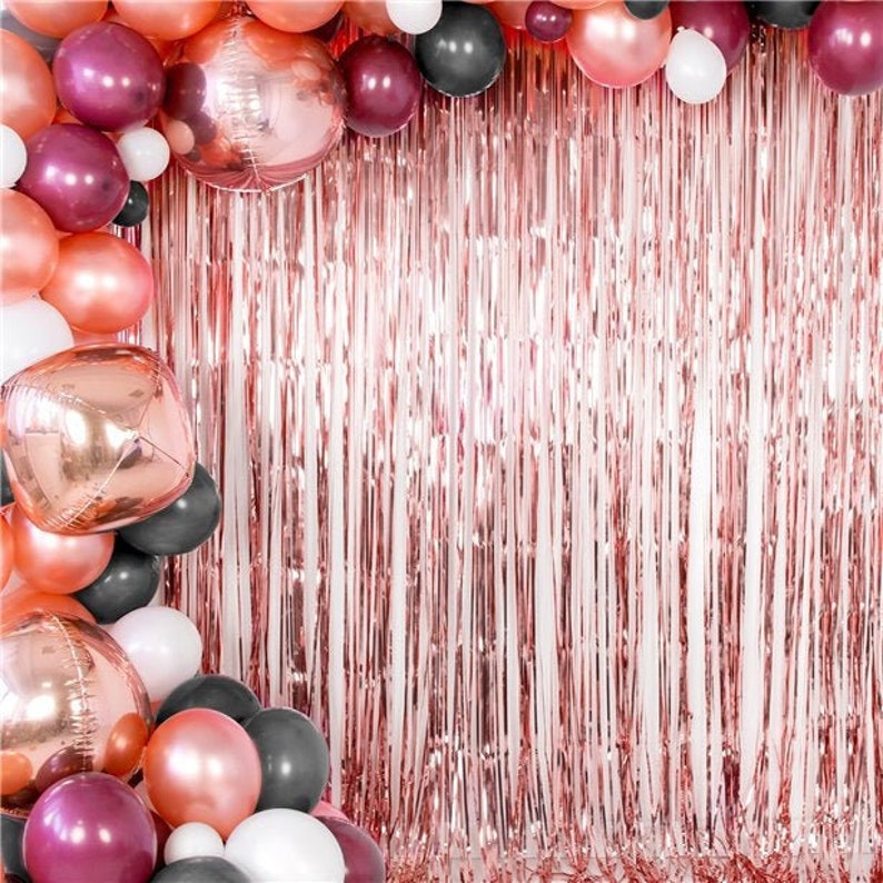 Rose Gold Foil Curtain Decorations Birthday Baby Shower Etsy