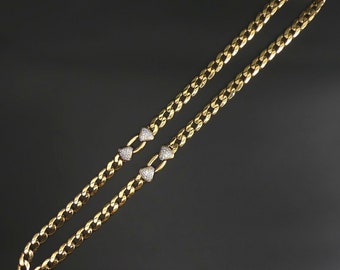 VB VOLMER BAHNER Gold Plated Long Curb Link Stone Set Necklace