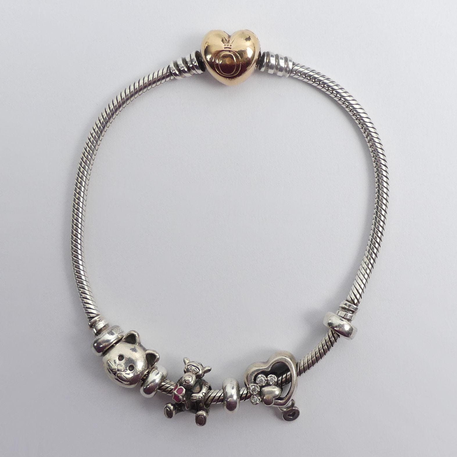 未使用品PANDORA スターリングシルバー チャーム ボックス付き PANDORA スターリングシルバー チャームブレスレット＆チャーム