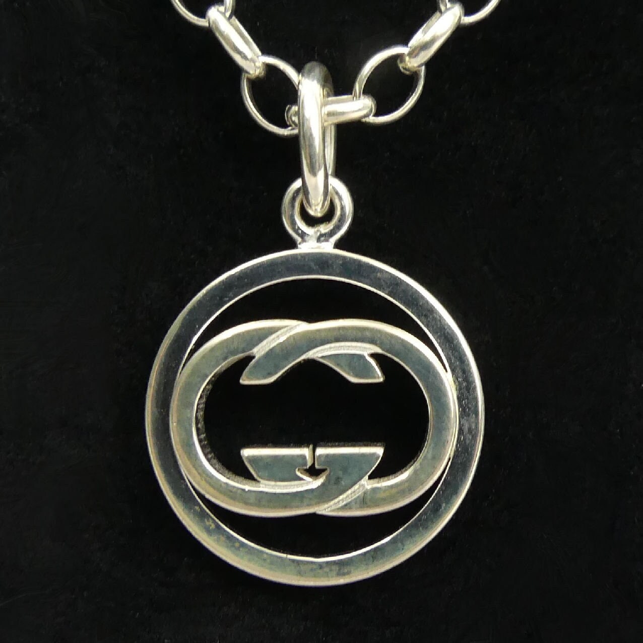 GUCCI Pendant Necklace Silver925 Men Simple Motif 20 in AUTHENTIC D9978