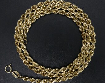 Chunky Twisted Chain Necklace 3.0mm French Rope Chain 1 Meter Gold Plated over Brass Craft Supplies CH0324-PG