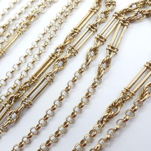 Collar de cadena larga con eslabones de lujo en oro antiguo de 9 quilates (58 gramos)