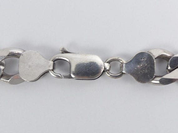 SOLID STERLING SILVER Flat Curb Link 60Cm Chain N… - image 3