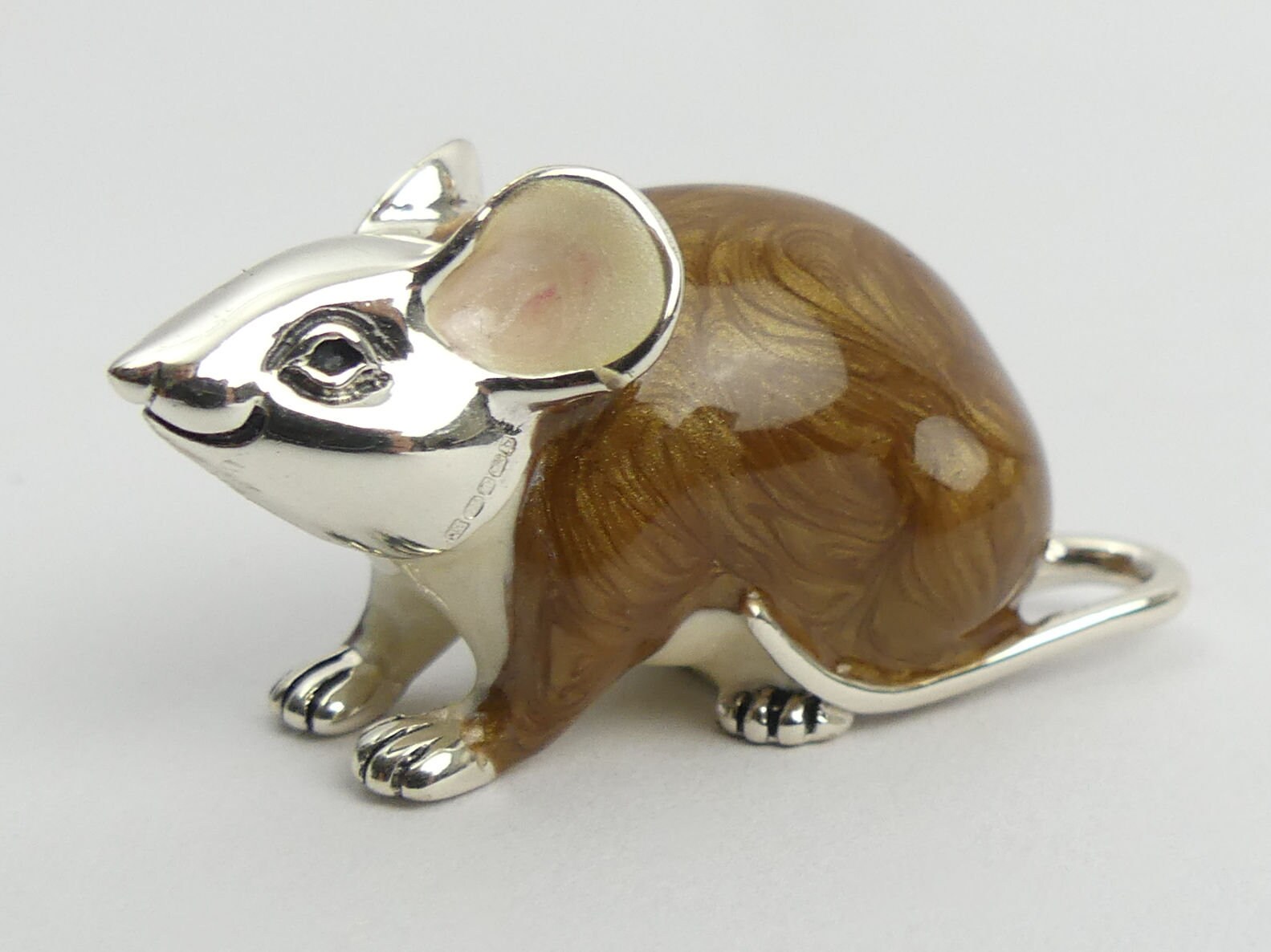 SATURNO SILVER Enamel Figure of A Rat Grams