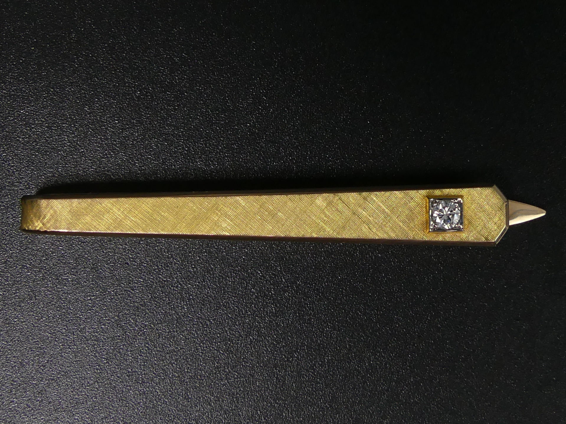 HEAVY 9 CT TWO Colour Gold Tested Diamond Tie Clip 11.7 Etsy