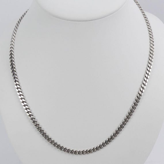SOLID STERLING SILVER Flat Curb Link 51 Cm Chain … - image 2