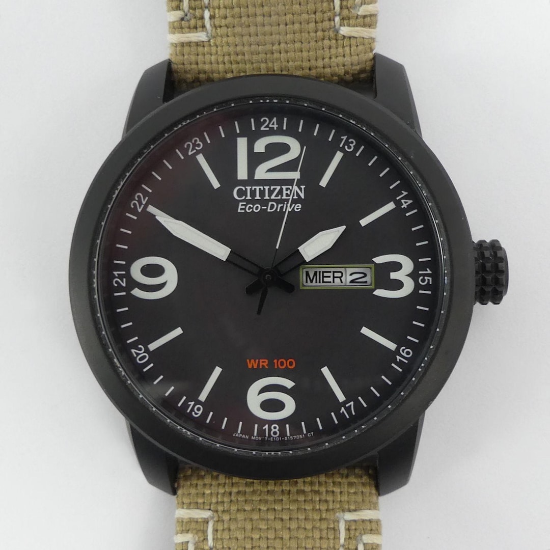 CITIZEN ECO-DRIVE Black Day Date Adjust Gn-4-5 Gents Watch Boxed