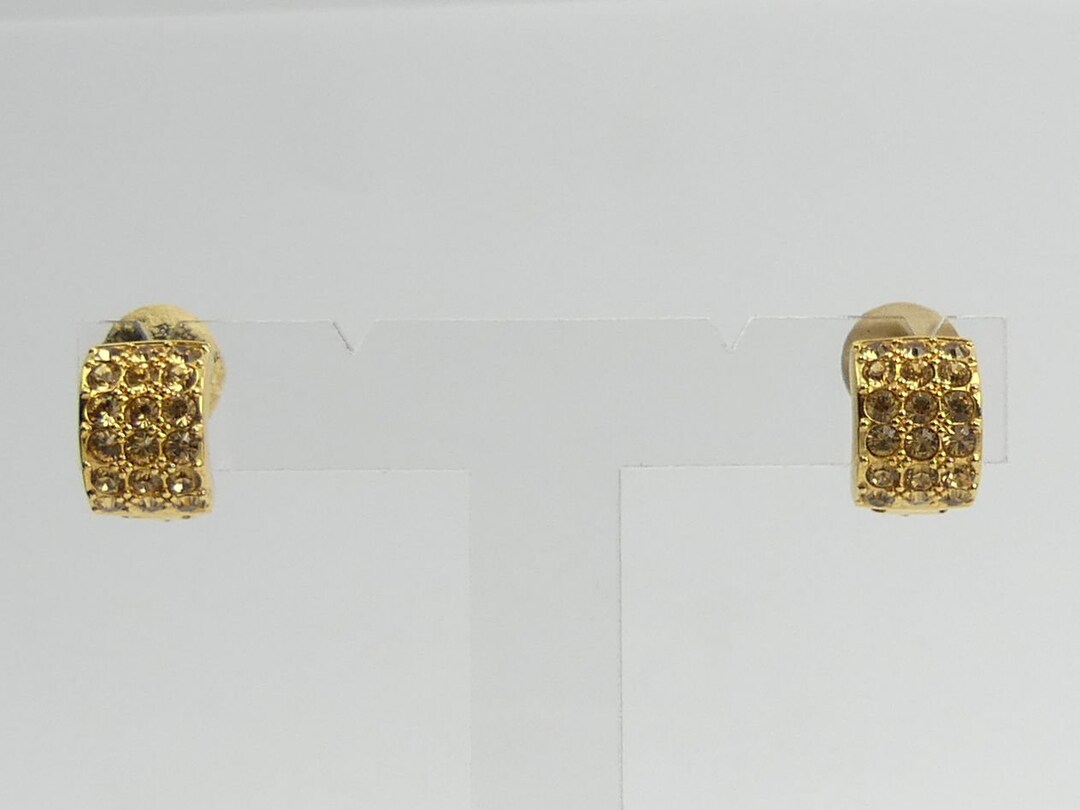 ★WEST★ Swarovski crystal Gloria earringsWI9761321 SWAROVSKI CRYSTAL GOLD Tone Three Row Clip-on Earrings