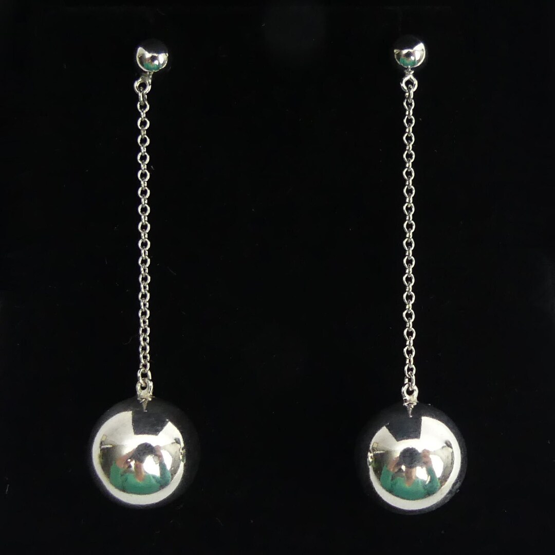 GENUINE TIFFANY & CO Sterling Silver Ball Drop Earrings Etsy