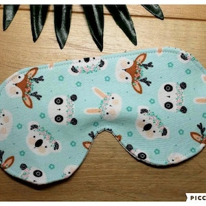 Sleep Mask, Sleeping, Eye Mask, Night Wolf, Light Blocker, Darkening Headband, Forest Animals, Flowers, Koala, Deer, Rabbit