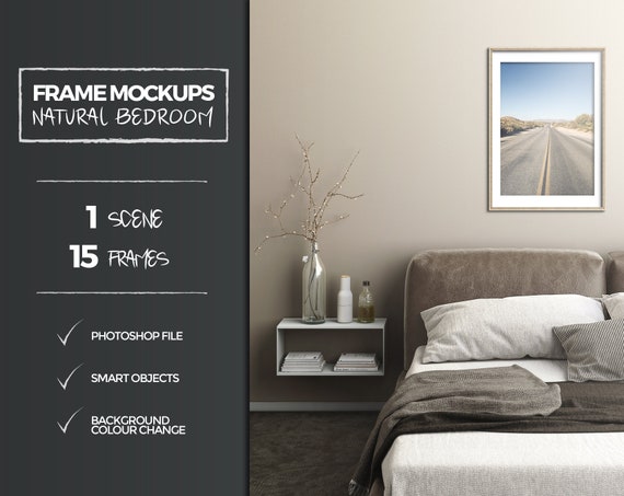 Natural Bedroom Mockup 5x7 8x8 8x10 11x14 A4 Frame Mockups Wall Art Frame