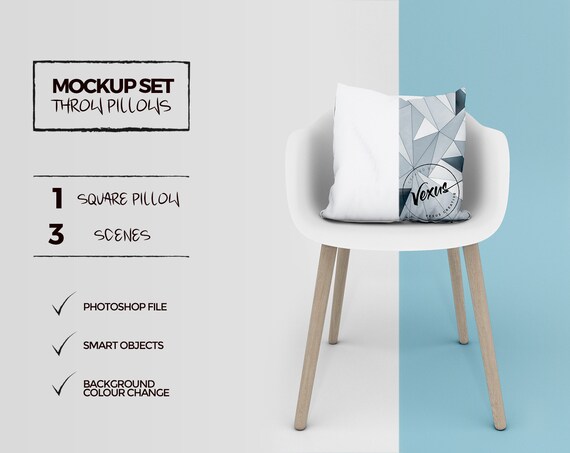 Square Throw Pillow Mockup Pillow Mockups On Chair Square